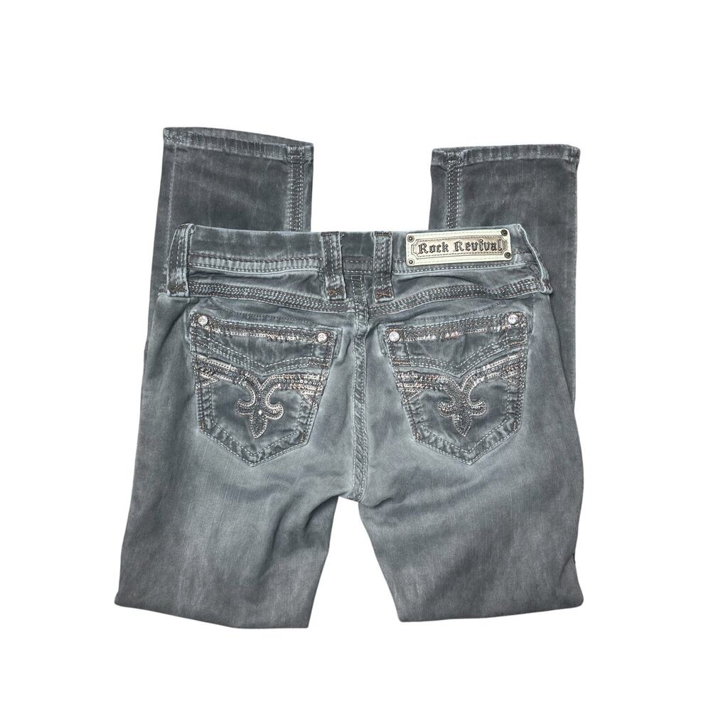 Rock Revival Womens Boris Crop slim gray denim soft jean 26